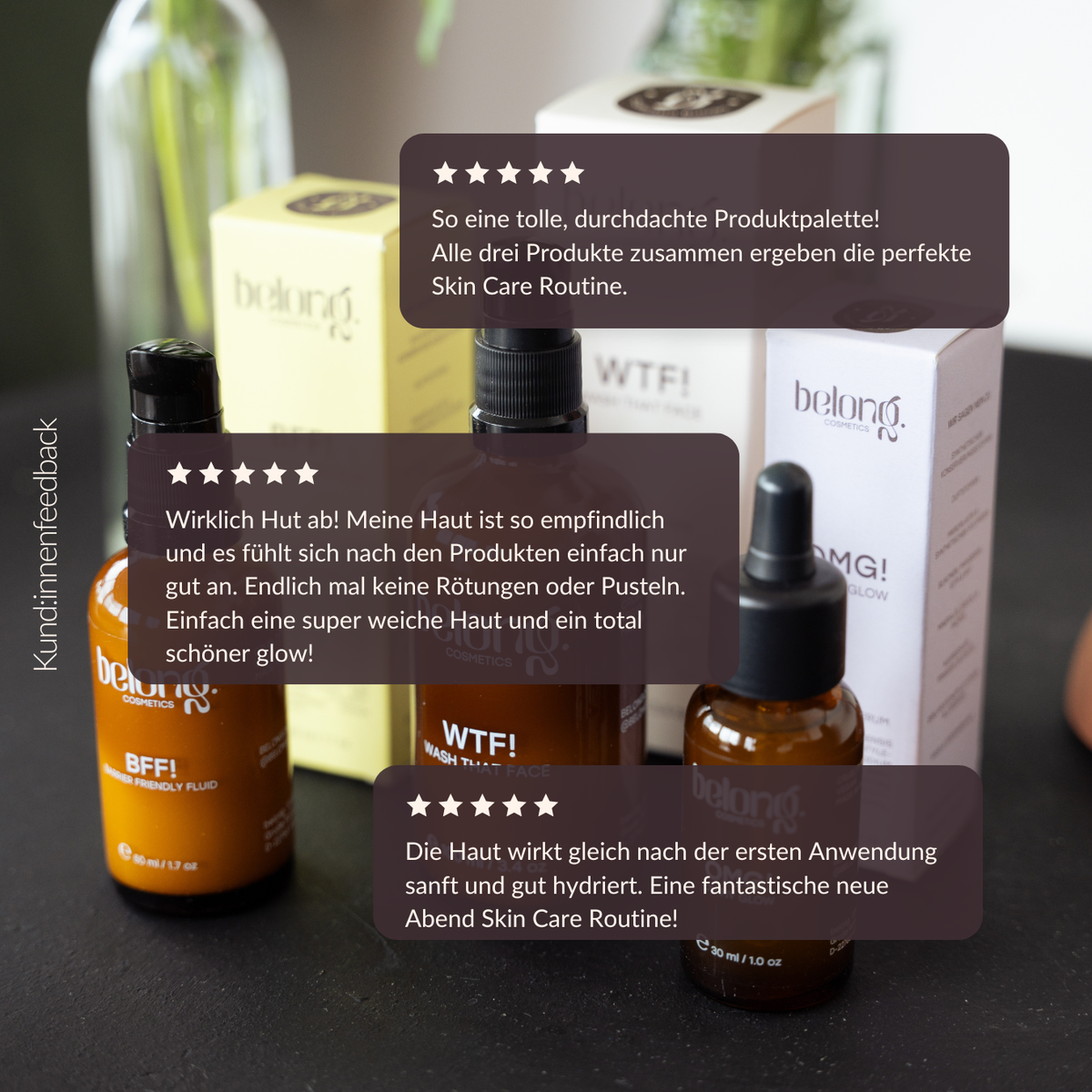 Kundenbewertungen mit 5 Sternen für das belong. cosmetics Bundle Set 2