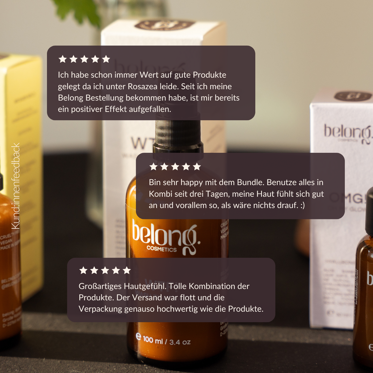Kundenbewertungen mit 5 Sternen für das belong. cosmetics Bundle Set