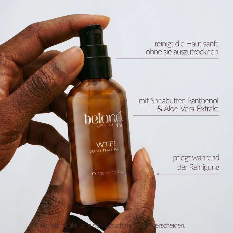 WTF! Cleanser von belong. cosmetics, 100-ml-Pumpflasche aus Braunglas