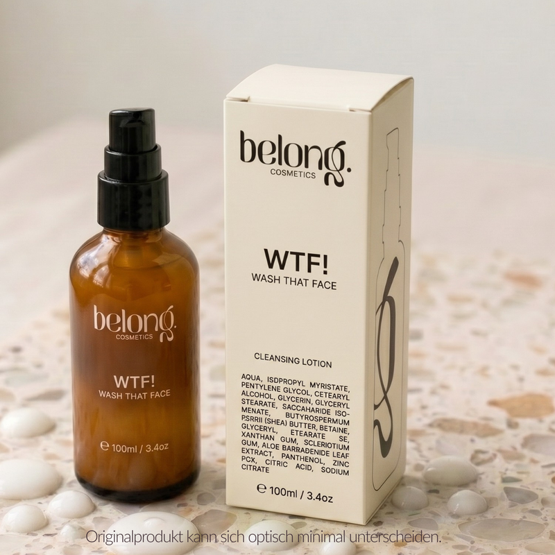 WTF! Cleanser von belong. cosmetics, 100-ml-Pumpflasche aus Braunglas