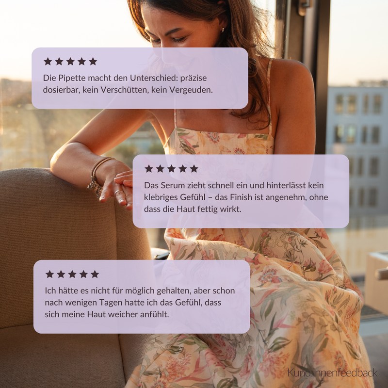 Kundenbewertungen mit 5 Sternen für das OMG! Hyaluronserum